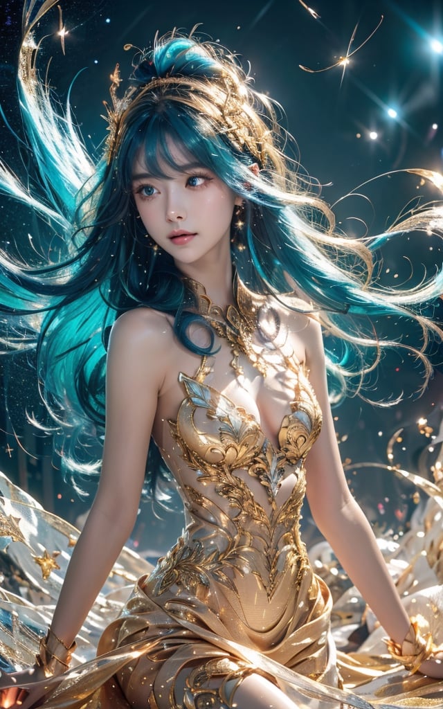 {{best quality}}, {{masterpiece}}, {{ultra-detailed}}, {illustration}, {detailed light}, {an extremely delicate and beautiful}, a girl, {beautiful detailed eyes}, stars in the eyes, messy floating hair, colored inner hair, Starry sky adorns hair, depth of field