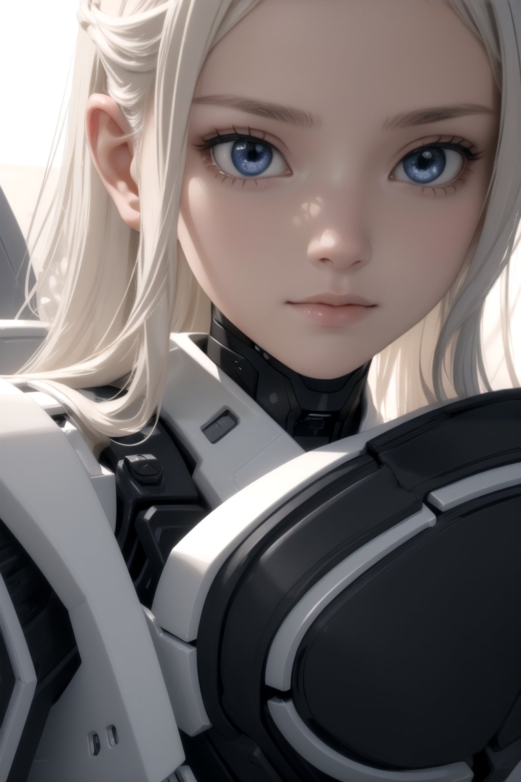 (close up on face:1.4),(masterpiece:1.2), (best quality:1.2), newest, intricate details, ai-generated, perfect anatomy, light theme, depth of field, bokeh, volumetric light,iridescent light, futuristic goggles on eyes,1 soldier women, white long hair, futuristic space ship as background, (wearing futuristic multi layered exoskeleton), futuristic instrumentation, (embossing decoration on body), (deep black trim on exoskeleton),