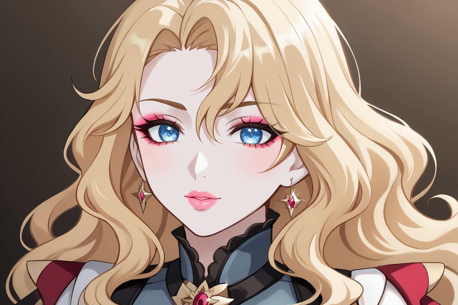 Only 1 Girl, female, semi realism, perfect face, blonde wavy hair, pale skin, light blue eyes, pink lips, makeup,  Liyue clothes