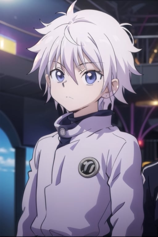 masterpiece, best quality, high quality, 1boy, solo, male focus, looking at viewer, upper body, killua_zoldyck,killua_zoldyck,kirito_ggo