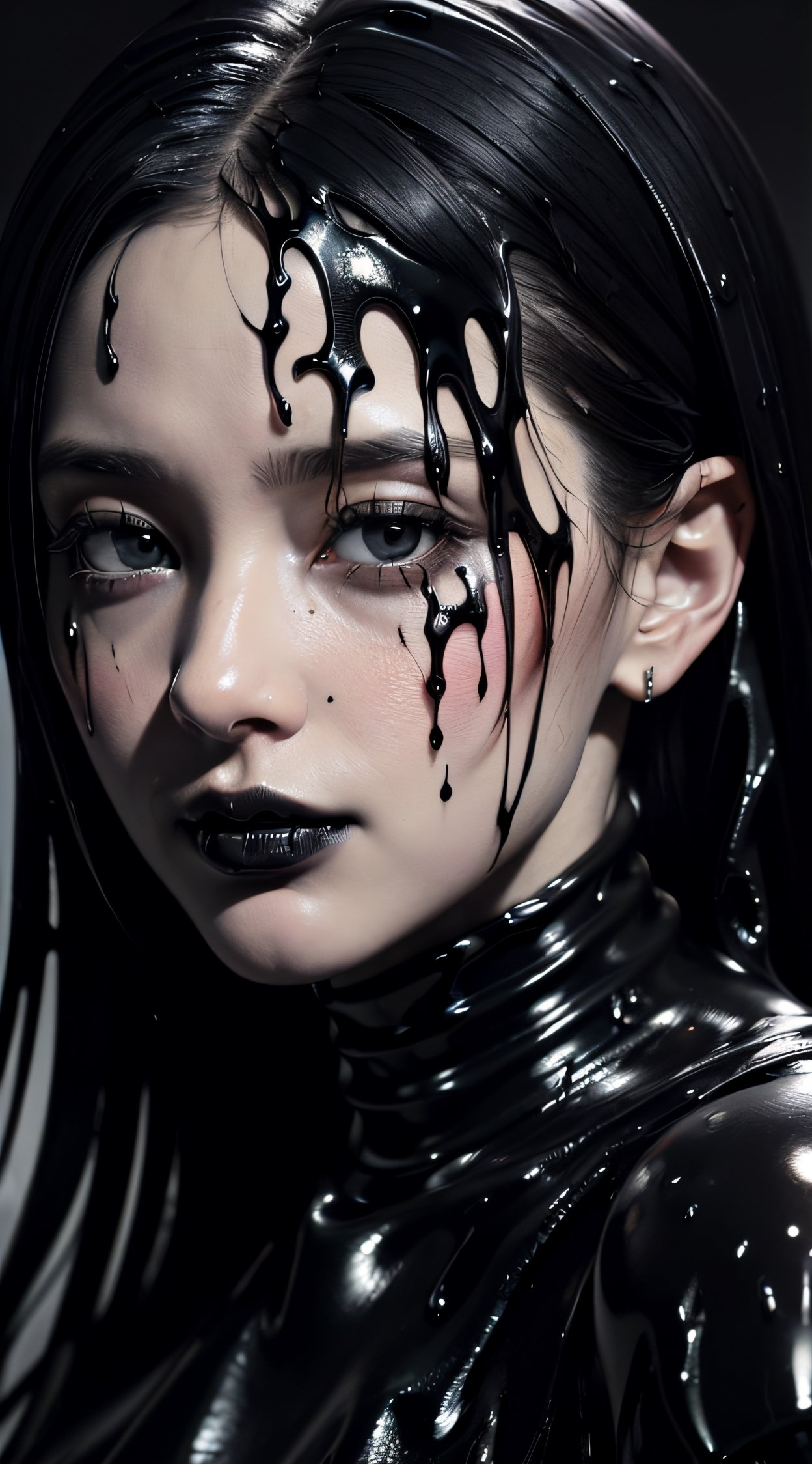 girl made from (black goo:1.6), (chaos), 
(dramatic, intense:1.1), (masterpiece, best quality:1.3), (photo realistic:1.3), finely detailed skin, detailed face, 32k, raw photo, ultra high res, natural lighting, intricate details and textures, Exquisite details and textures, insane details and textures, hyperdetailed, hyper quality, 