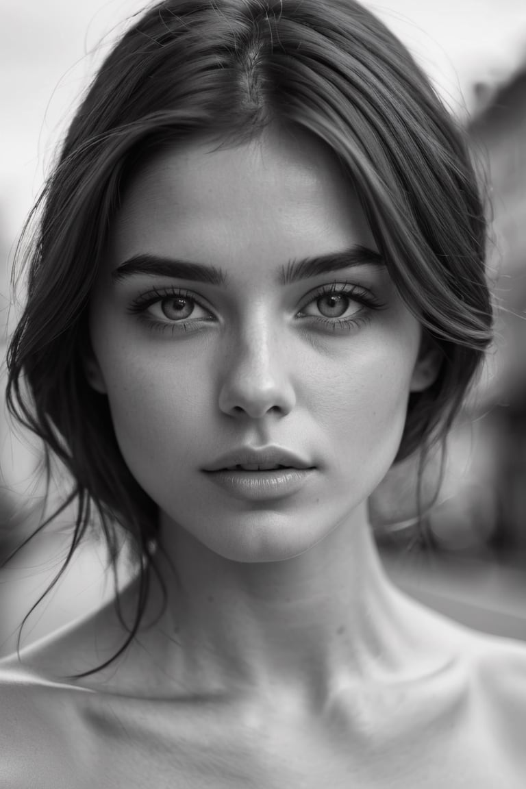 Portrait draw beautiful girl dark hair,  gray eyes,  naked by user_698945991428263406 on Tensor.Art