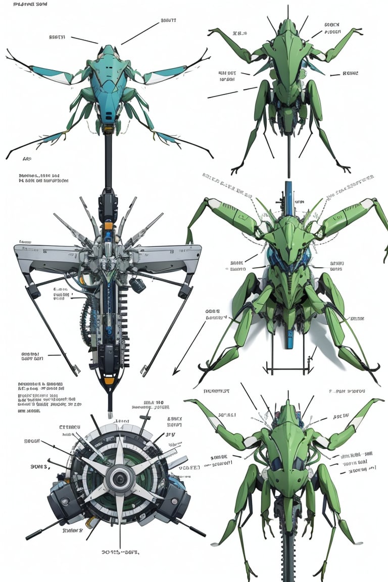 Multiple angles, design by Dieter Rams, three axes of a hi-tech Mechanical Praying Mantis
industrial design, text notes, structural lines, detailed sketches, letterboxing, photoreal details,


realistic details, high resolution.