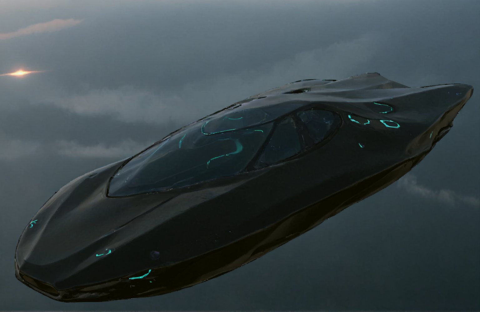 Ultra realistic 8K image,  of a Shiny Massive futurist spaceship with light edges and borders,  parked on the ground in a...
