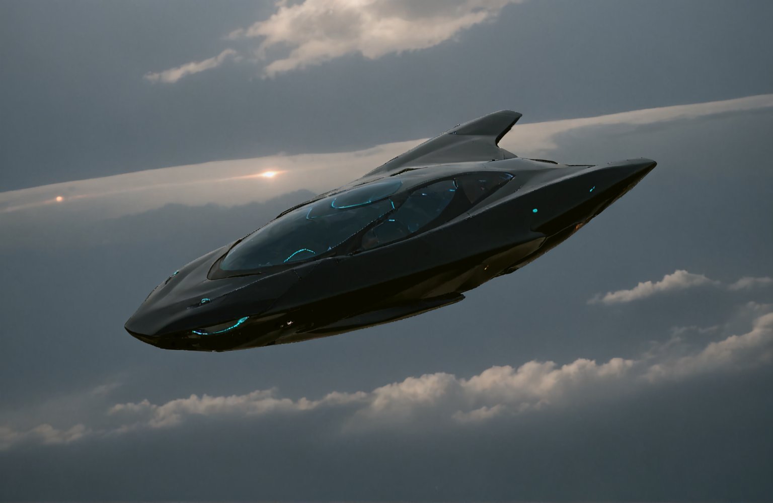 Ultra realistic 8K image,  of a Shiny Massive futurist spaceship with light edges and borders,  parked on the ground in a...