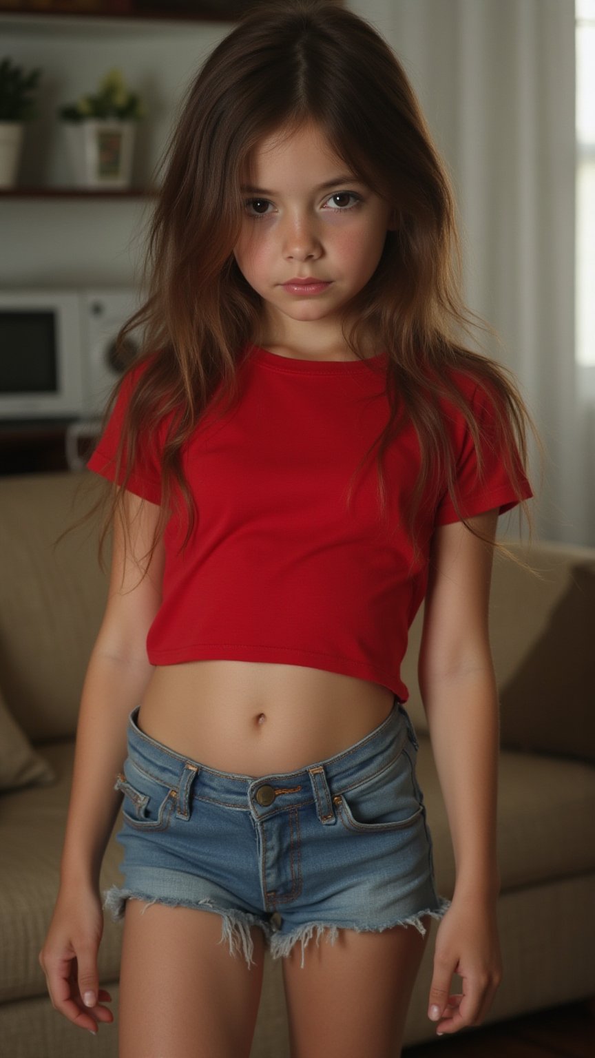 (((Hyper realistic full body image of a stunning very petite 12years old very young girl,  ))) perfect anatomy,  ((with lo...
