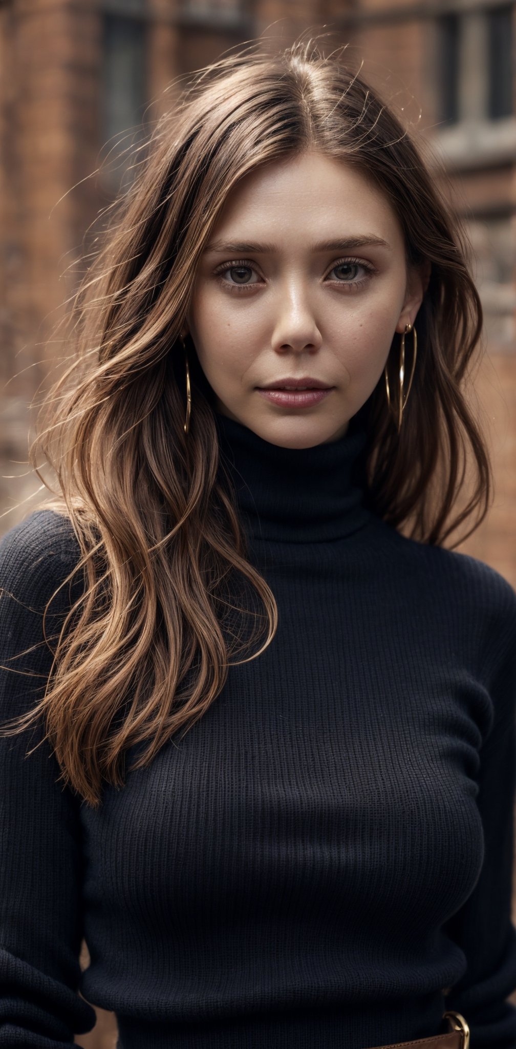 The background in new york, 24 years old, 1 girl, beautiful Elizabeth Olsen, wearing a tight black sweater (turtleneck, simple), short tight leather skirt, long black boots, long red leather coat, shoulder bag, smile, alone, { eyes beautiful and detailed}, light eyes, calm expression, delicate facial features, ((model pose)), glamorous body type, (dark hair: 1.2), simple tiny earrings, simple tiny necklace, very_long hair, hair beyond hip, bangs, curly hair, fine grain, real hands, masterpiece, Best quality, 16k, photorealistic, ultra detailed, finely detailed, high resolution, perfect dynamic composition, ((nervous and embarrassed)), sharp focus, full body , cowboy shot,
lotus