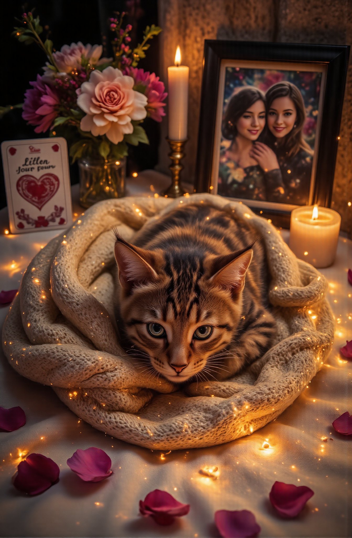 Score_9 is a tarot card that depicts a warm sweater,  evoking the kitten's nostalgia for its owner. A card with the name "...