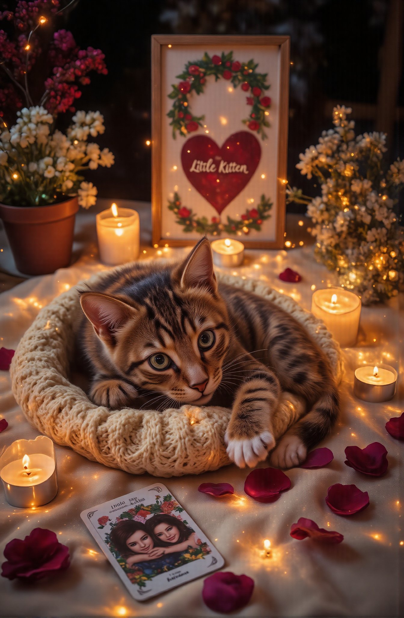 Score_9 is a tarot card that depicts a warm sweater,  evoking the kitten's nostalgia for its owner. A card with the name "...