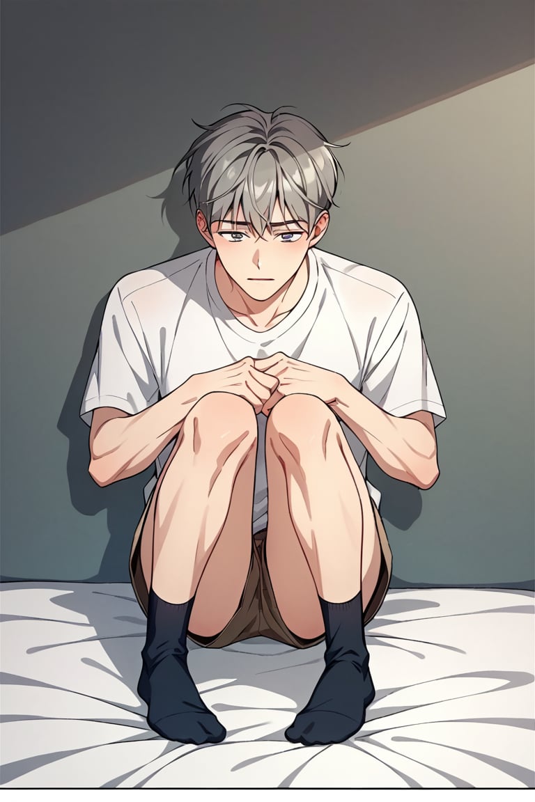 score_9, score_8_up, score_7_up,MINIMALISM,GREYSCALE,STYLIZED, boy, socks, male focus,manhwa uke