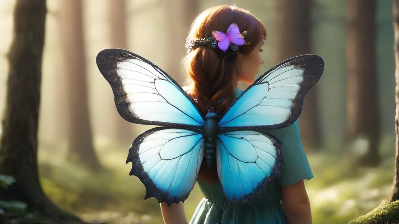 flower, wings, tree, human butterfly wings, bug, butterfly, nature, forest, fly, butterfly wings