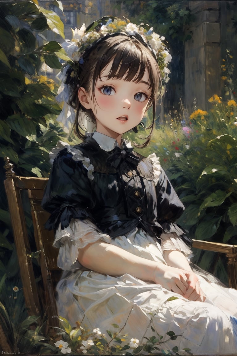Renoir's Portrait of Mademoiselle Irene Cahen d'Anvers (Little Irene),  capturing the innocence and charm of the young gir...