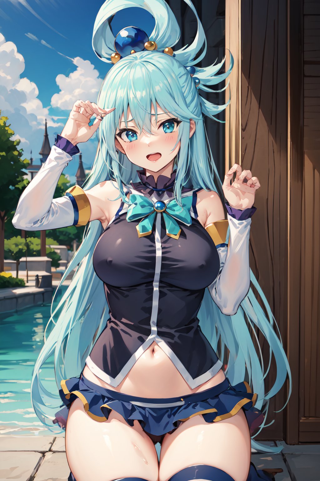 Aqua_konosuba, fully_clothed,ksaqua,deep penetration,hair rings,doggystyle