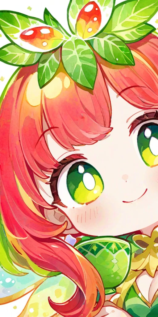 score_9, score_8_up, score_8, score_7_up, vibrant watercolor anime style. Close up of a gorgeous fairy with wild red hair. She smiles charmingly as she holds a steaming cup of coffee. A whimsical forest emerges out of a white background