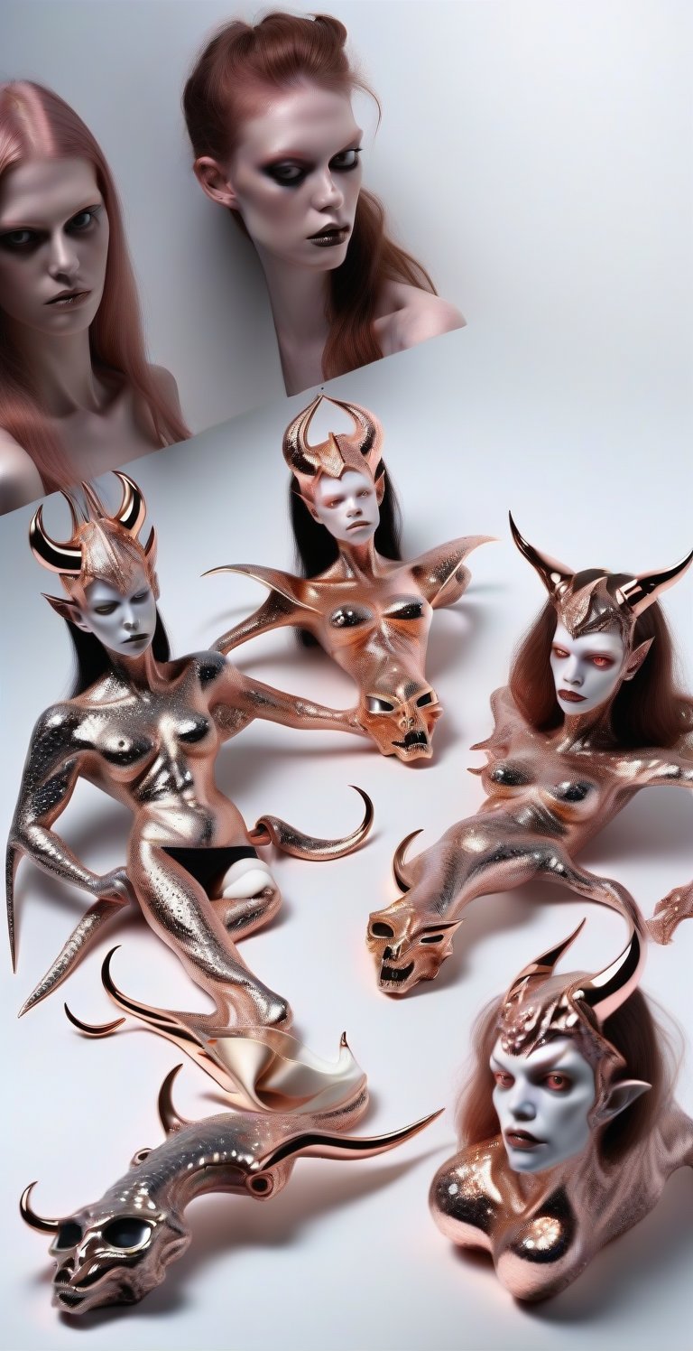 demon models albino,  all in rose gold,  nacar and onix shine by nebulasgard on Tensor.Art