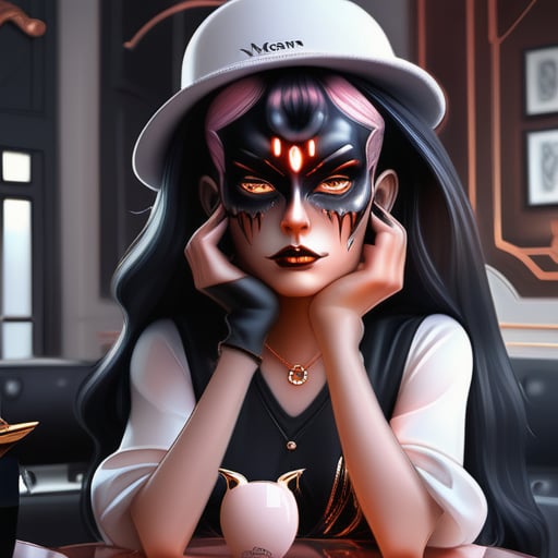 demon woman all in rose gold nacar shine onix black by nebulasgard on Tensor.Art