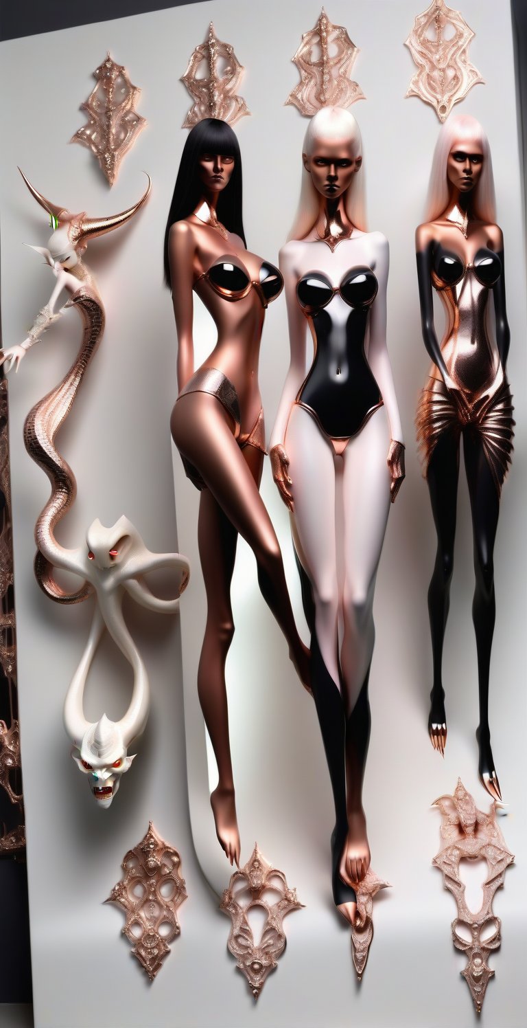 demon models albino,  all in rose gold,  nacar and onix shine by nebulasgard on Tensor.Art