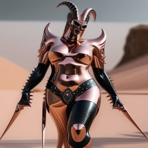 demon woman all in rose gold nacar shine onix black by nebulasgard on Tensor.Art