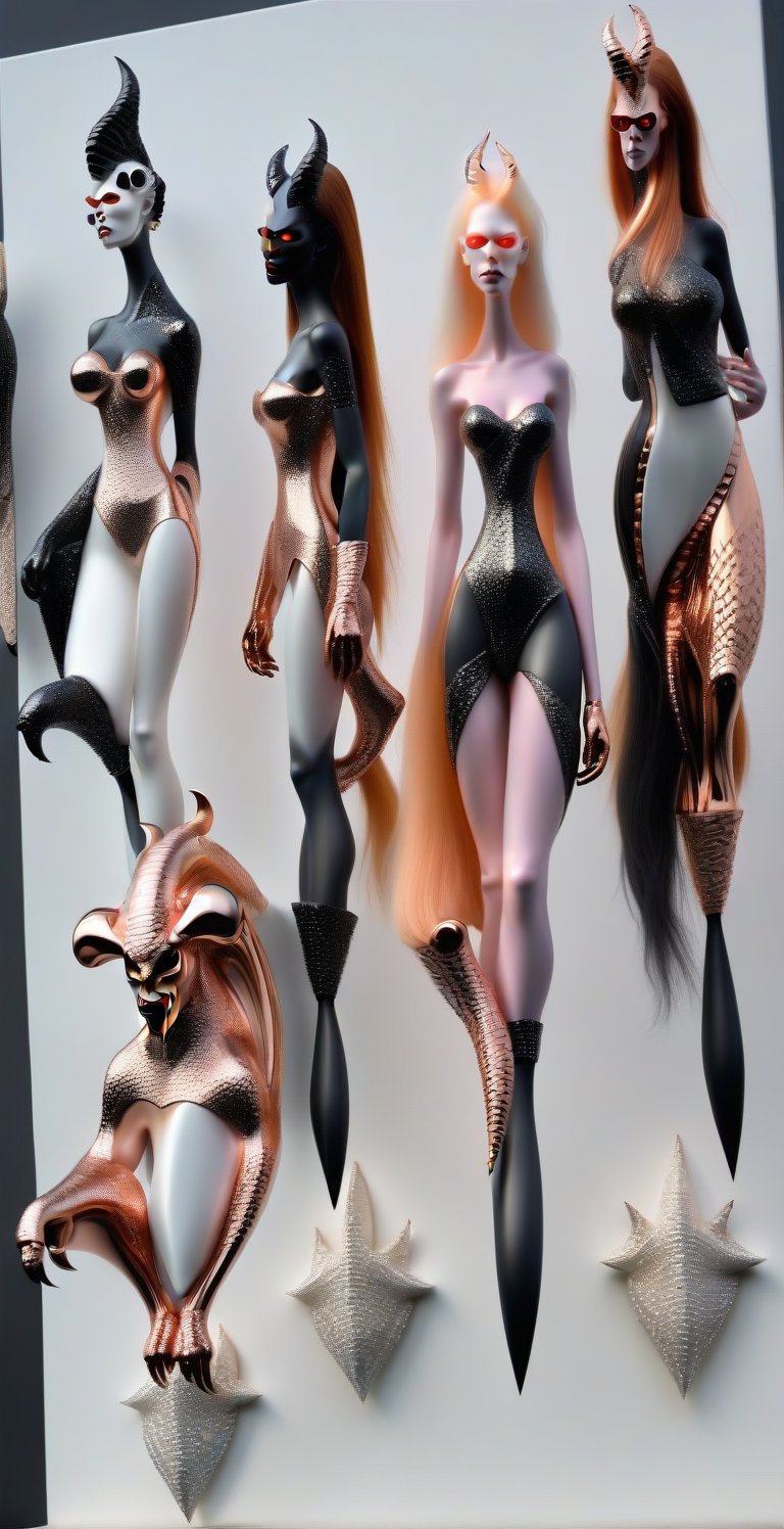 demon models albino,  all in rose gold,  nacar and onix shine by nebulasgard on Tensor.Art