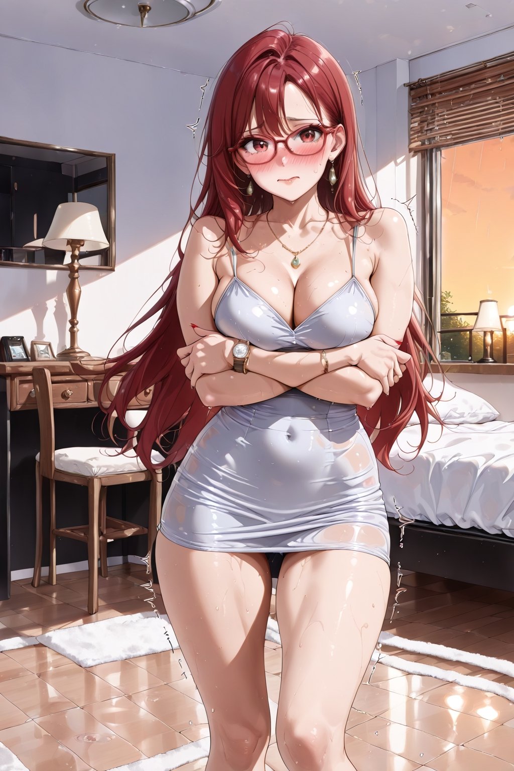 ((Extremely detailed and complex realistic setting,  minimal visible details on character and environment,  soft ambient l...