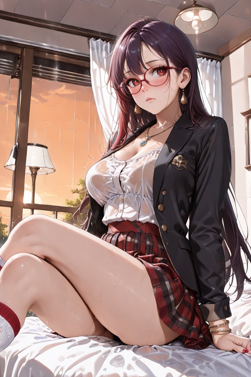 ((Extremely detailed and complex realistic setting,  minimal visible details on character and environment,  soft ambient l...