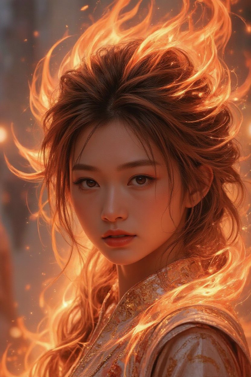 "legendary fire goddess",  dreamlike and surreal style,  huge flaming hair by AI-Fantasy on Tensor.Art
