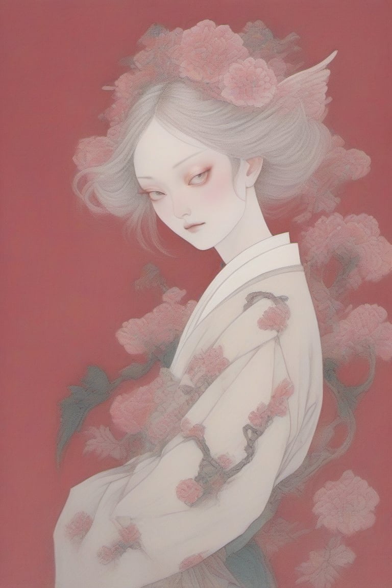 Create a Beautiful woman, in the style of stefan kostic, pastels, realistic, sharp focus, 8k high definition, insanely detailed, intricate, elegant, art by Hsiao ron cheng,taiwan,ral-glydch,Red mecha,emo,Ukiyo-e,Eimi,Angel,AngelicStyle