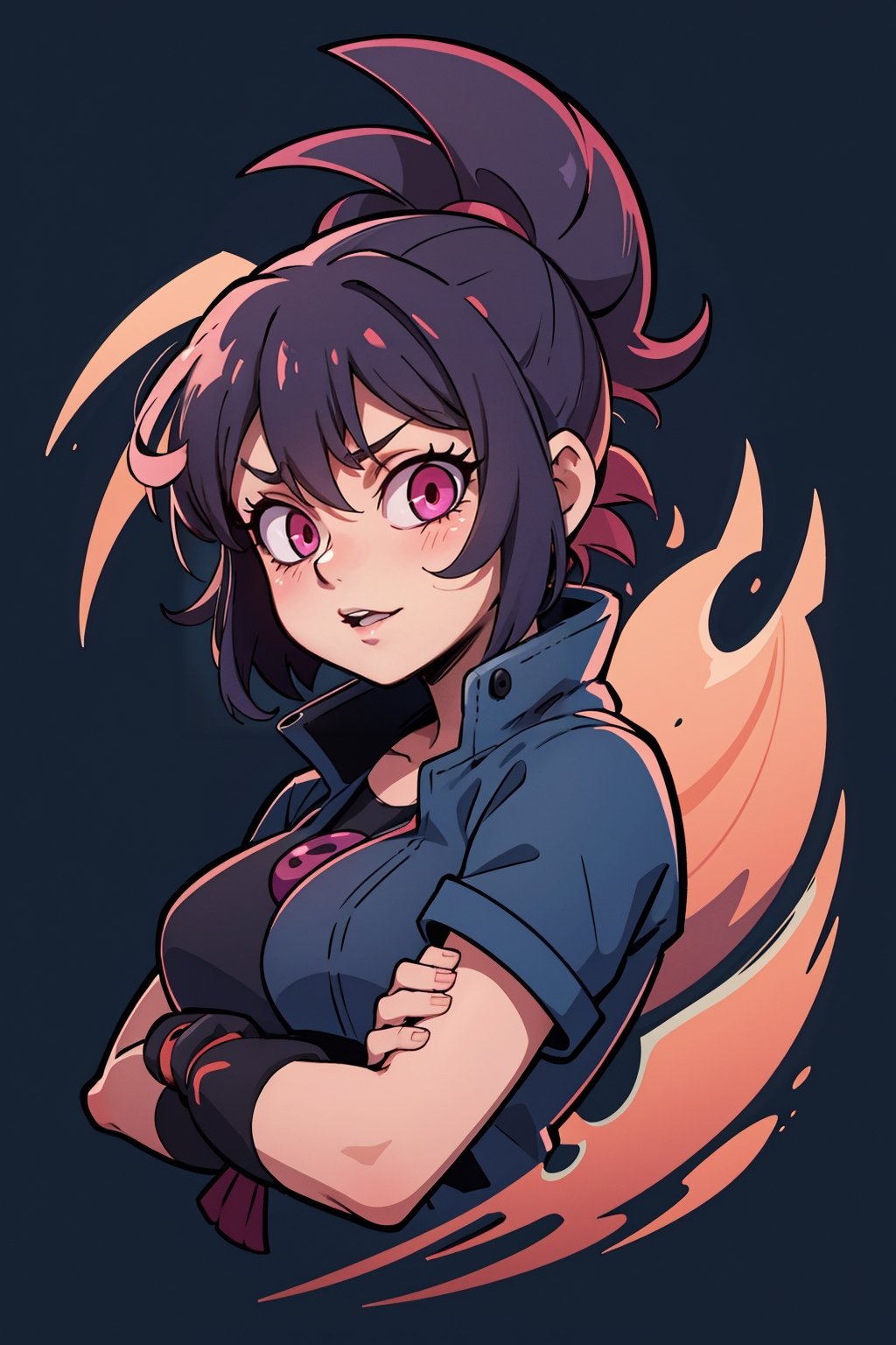 1girl, solo, duel monster, mitarashi anko,hmdmg1,neon background,tshee00d,vector style