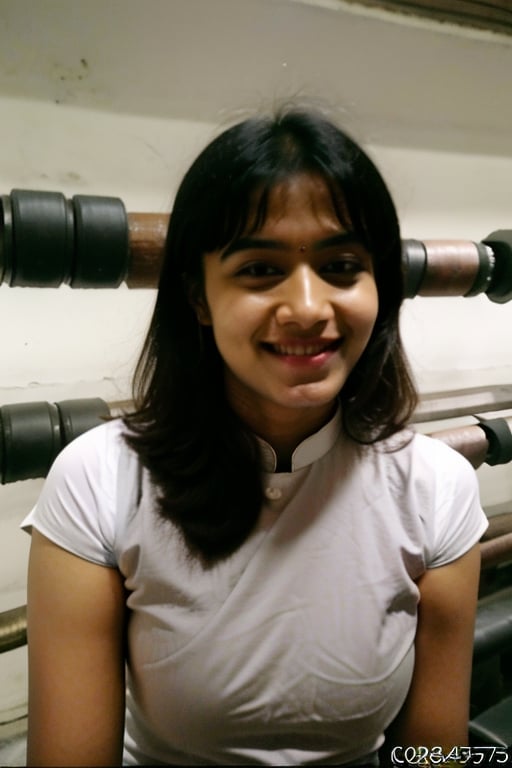 RAW photo, photo of indian girl called Zara Ladwa, instagram model(25yo), (dusky_skin), doing her gym , she is a Bangladeshi girl and wears a black gym tide top , simple smiling face, cool photography utilizing a 85mm lens for a cinematic feel,photorealistic,AanyaaSanaya,rashmika,Indian,Woman,Indian tradition