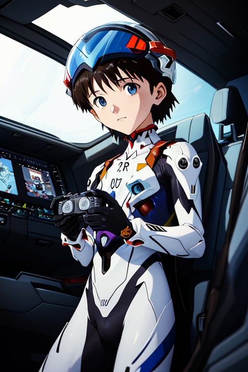 A shot of a tender moment,  with soft focus and warm lighting. The camera pans down to reveal a tiny Shinji Ikari,  no mor...