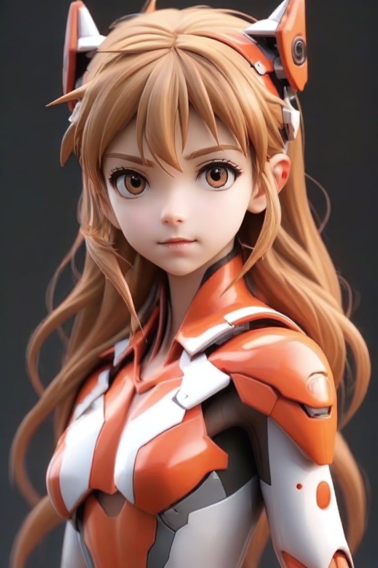 Close - up real - Live - action adaptation of a 3d character of Asuka Langley Soryu in plugsuit, charming face, NeonGenesis Evangelion cool expression,3D,PVC