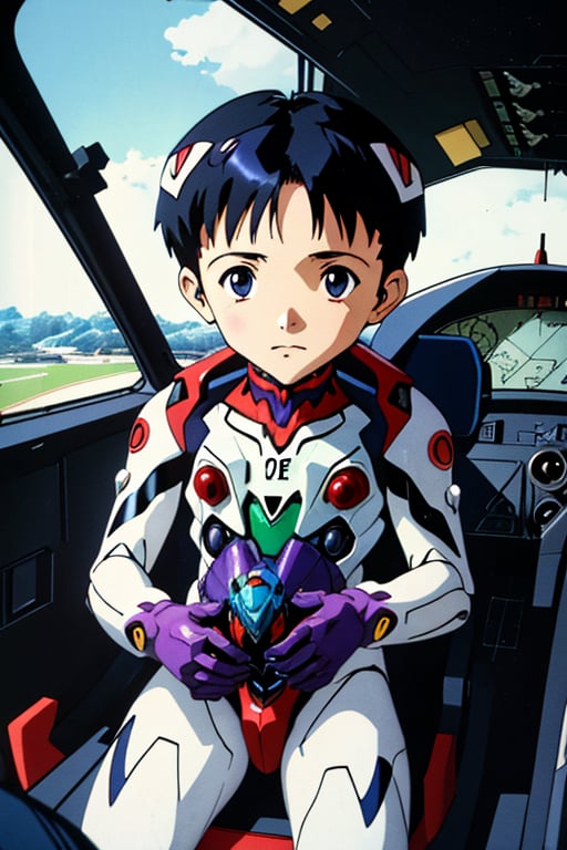 Shinji ikari piloting eva01(evangelion mecha) as a baby. Baby Shinji is seen in the cockpit in his plugsuit and diaper. pa...