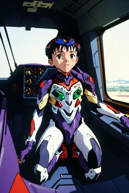 Shinji ikari piloting eva01(evangelion mecha) as a baby. Baby Shinji is seen in the cockpit in his plugsuit and diaper. by...
