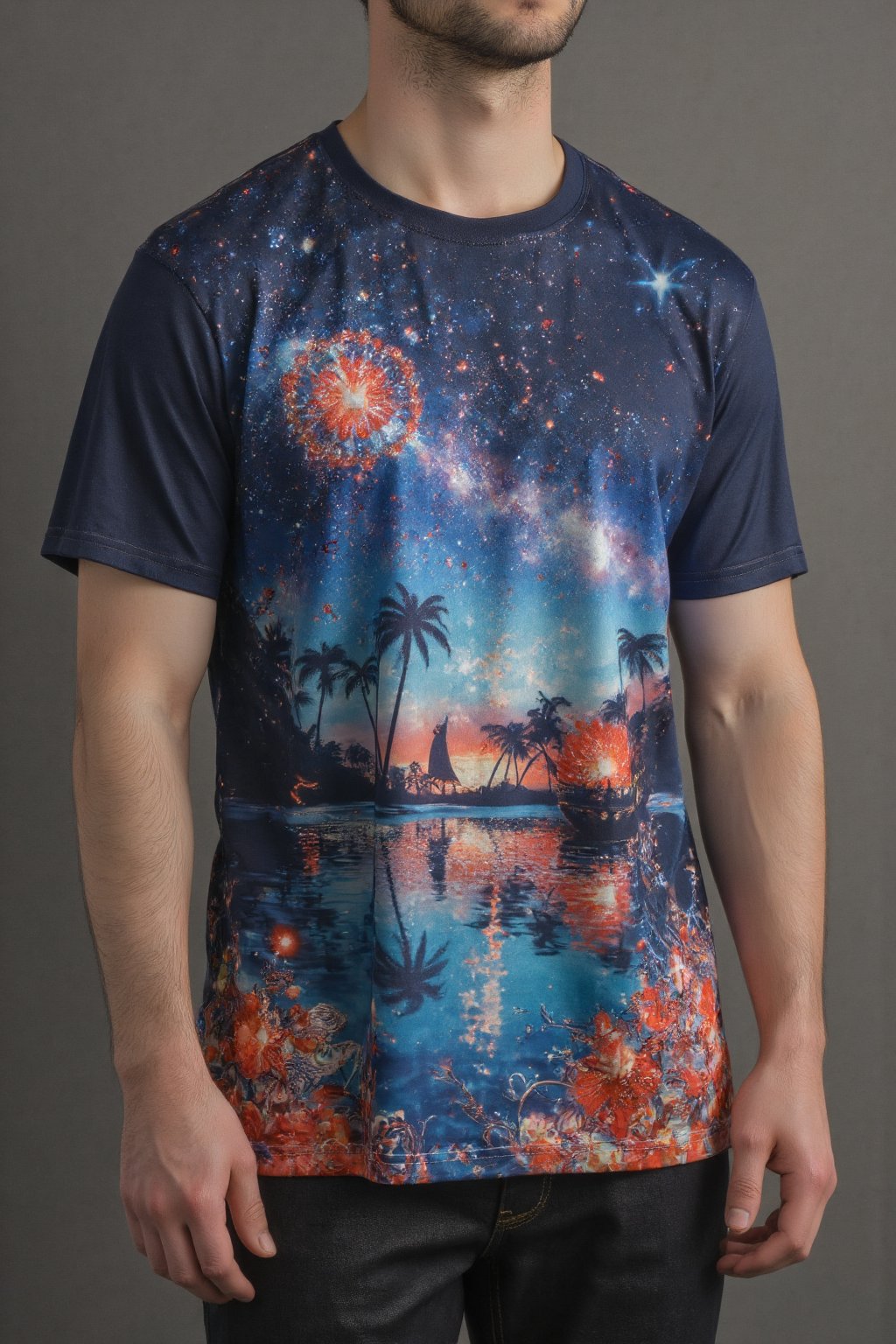 T_shirt with a Design(Diwali A beautiful, wonderful and imaginative view on a happy and special night that mixes joy and pleasure),full length shirt