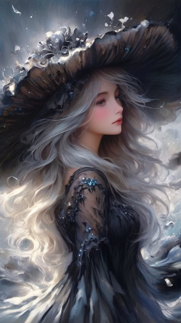 super fine illustration,masterpiece, best quality,{beautiful detailed eyes},1girl,finely detail,Depth of field, 4k wallpaper,bluesky,cumulus,wind,insanely detailed frills,extremely detailed lace,BLUE SKY,very long hair,Slightly open mouth,high ponytail,silver hair,small Breasts,cumulonimbus capillatus,slender waist,There are many scattered luminous petals,Hidden in the light yellow flowers,Depth of field,She bowed her head in frustration,Many flying drops of water,Upper body exposed,Many scattered leaves,branch ,angle ,contour deepening,cinematic angle ,{{{Classic decorative border}}}