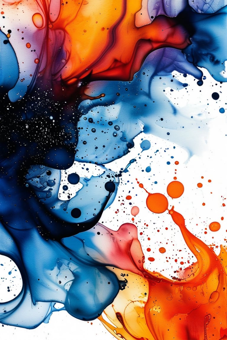 abstract image representing an ink artwork, masterpiece quality, ink droplets, Ink art style