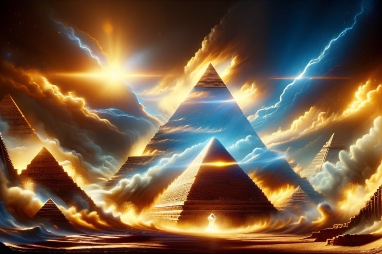 photo r3al, detailmaster2, masterpiece, photorealistic, 8k, 8k UHD, best quality, ultra realistic, ultra detailed, hyperdetailed photography, real photo, illuminati, pyramids, one eye, masons symbolism, pyramid as heads, with pyramids in the back ground