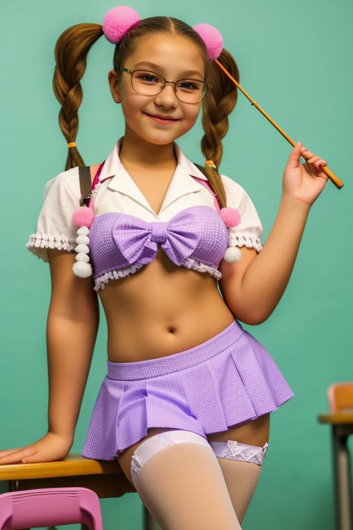 bikini,  schoolgirl in small uniform,  wide hips by Dr. Estruendo on Tensor.Art