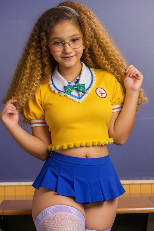 frizzy fluffy curly,  beauty teen,  schoolgirl in uniform by Dr. Estruendo on Tensor.Art