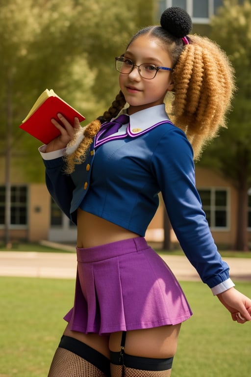 curly beauty teen,  schoolgirl in uniform,  wide hips by Dr. Estruendo on Tensor.Art