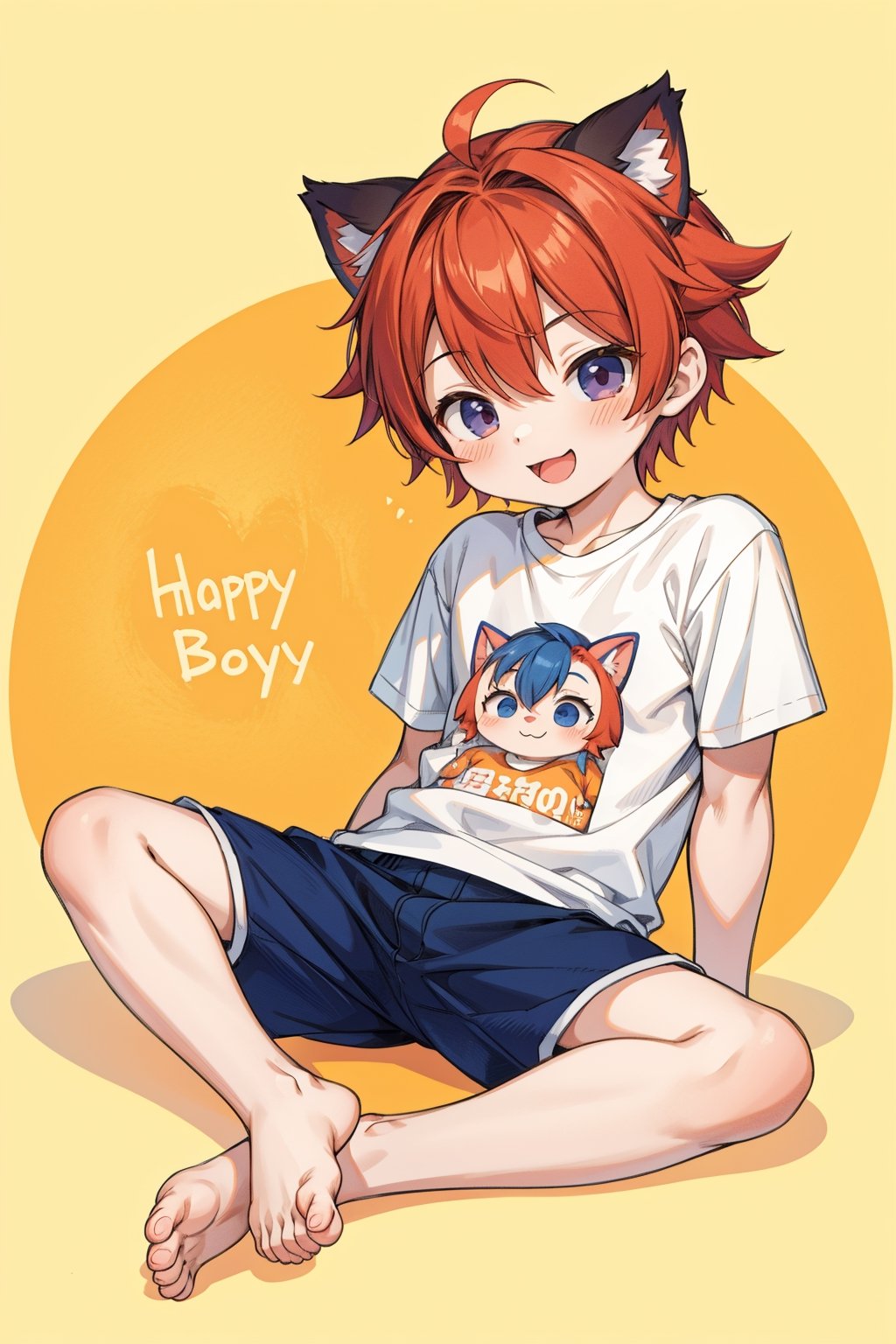  goo,furry,boy,happy_sex,shota,chibi,T_shirt,shorts,sit,barefoot,cute