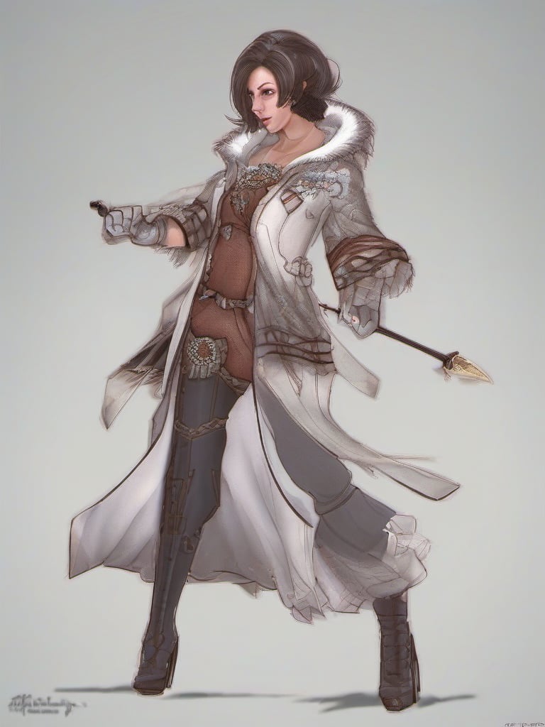 Dnd style, 2d illustration, Dnd female human, character, full-body, dynamic pose, standing ,HD, detailed perfect face, full view, UHD, masterpiece, neutral background, front view by painted by, Louis Icart, Valentin Serov, Coby Whitmore, Viktor Vasnetsov, Alois Arnegger Marquez, JC Leyendecker