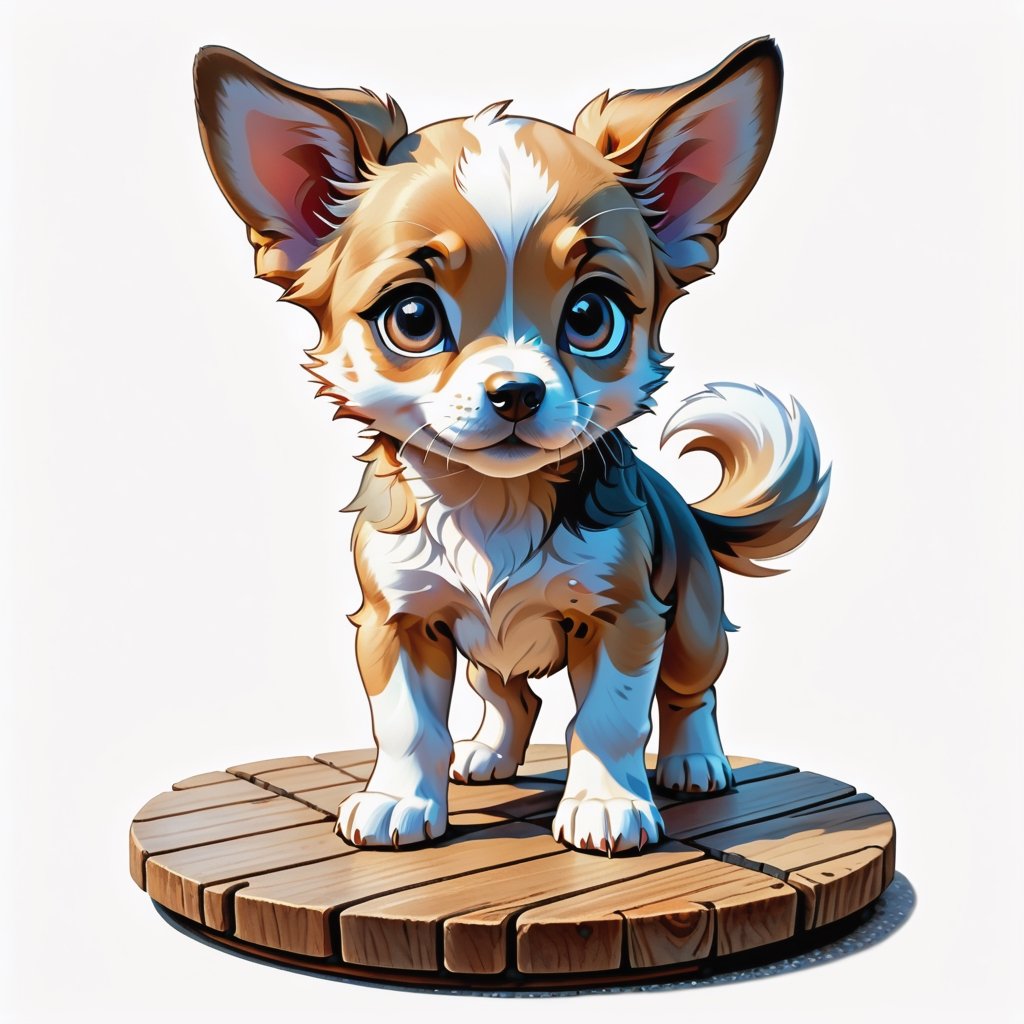 Puppy Portrait Standing on Wooden Plates on Round Stone Pavement,  Close Shot (CS),  Standing by BDOBOX on Tensor.Art