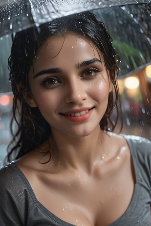smile,  beautiful woman,  heavy rain by Crazy_lovelyRaj on Tensor.Art