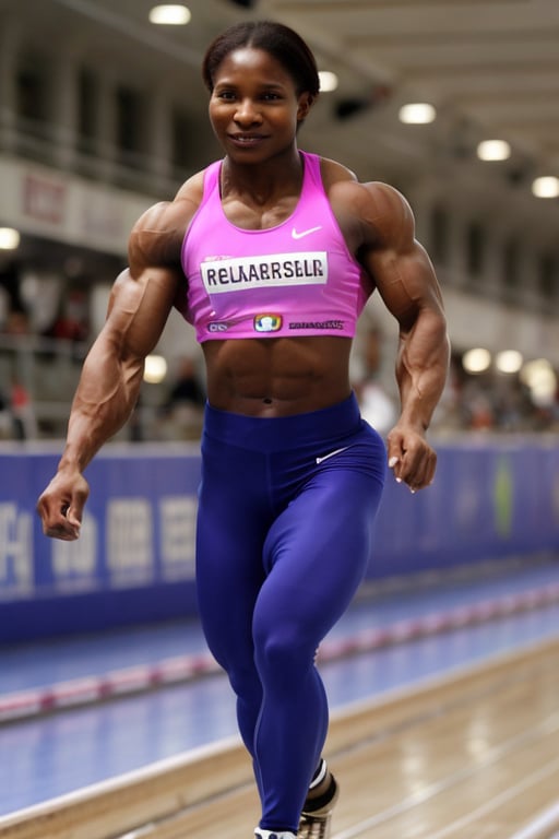 Photo taken in 2002,  18 year old Denise Lewis,  a heavily muscled female long track speedskater by Yoops on Tensor.Art