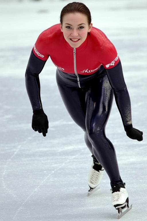 Photo taken in 2002,  18 year old Sydney Sweeney ,  a heavily muscled female long track speedskater by Yoops on Tensor.Art