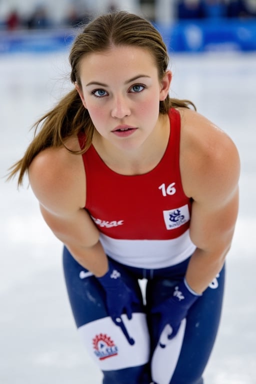 Photo taken in 2002,  18 year old Sydney Sweeney ,  a heavily muscled female long track speedskater by Yoops on Tensor.Art