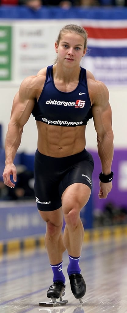 Photo taken in 2002,  18 year old Daphne Schippers,  a heavily muscled female long track speedskater by Yoops on Tensor.Art