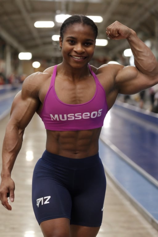 Photo taken in 2002,  18 year old Denise Lewis,  a heavily muscled female long track speedskater by Yoops on Tensor.Art