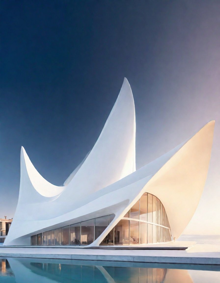 (master piece)(Future zen building), rhombuses facade pattern, zaha hadid, glass windows,carefree,  The ship,concrete,  Atlantis, Round and soft,Nordic,Great nature,elegance,
Future world,ship,rooftop,stretch,harbor
tower,Minimalist succinct style,flyship on sky,Dreamy light and shadow,yanni style,